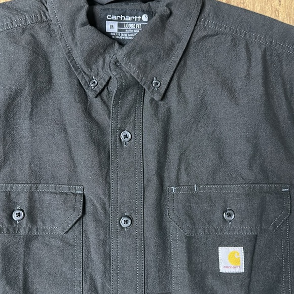 Carhartt great shape 100% cotton loose fit button up dark grey pocket shirt - Picture 3 of 5